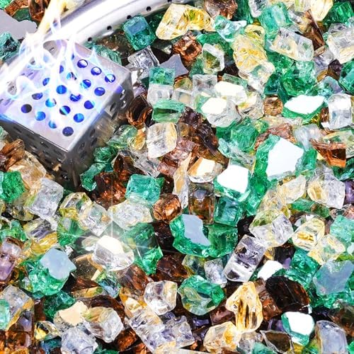 NUPICK 20 Pound Fire Glass, 1/2 Inch Reflective Fire Pit Glass by CreateAmazingChoice