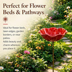 4PC Handmade Metal Flower Garden Stake, Outdoor Bird Bath and Butterfly Watering Station, Bee Watering Flower Stake for Garden Yard, Metal Flower Garden Stakes Bird Bath (Yellow) - Image 6