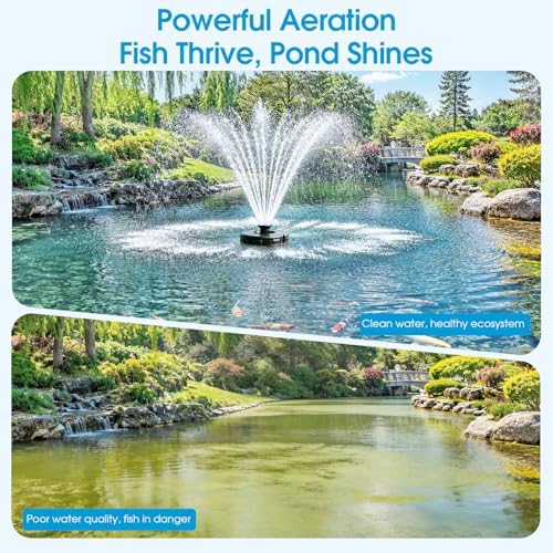Antfraer 750W Floating Pond Fountain Aerator, 1HP Pond Aerator Fountain with Timer, 2 Nozzles, 110V 10FT Spray Height, for Large Pond Lake, Koi Fish Pond, Agricultural Irrigation, Pond Oxygenation - Image 2