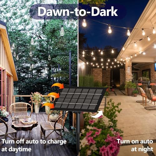 Solar String Lights for Outside 100FT with Remote 8 Lights Mode, Weatherproof Shatterproof S14 LED Bulb 34 Sockets, Outdoor Patio Light for Backyard Porch Cafe - Image 3