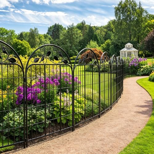 Decorative Garden Fence 48in x 27ft, 12 Pack Sturdy Metal Garden Border Fence, Rustproof Powder Coating, No-Dig Installation with Triangular Stakes, Flexible Design for Flower Beds, Paths, Yards - Image 2