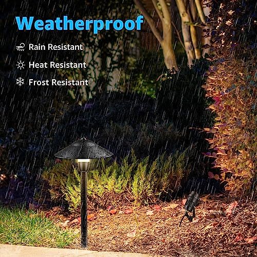 SUNVIE LED Low Voltage Landscape Lighting 12-24V Landscape Lighting Kit with Connectors Aluminum Pathway Lights Wired with Spotlights 3000K Outdoor Pathway Lights Low Voltage for Yard Garden, 6 Pack - Image 5