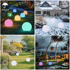 shumi Solar Ball Light-12inch LED Outdoor Table Lamp,16 RGB Colors and Dimmable Globe Light with Remote,Decor for Patio,Garden,Yard,Beach,Pathway,Nursery - Image 5