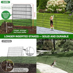 5 Panels Garden Fencing Animal Barrier with Lock, 24 in(H) X 10 Ft(L) Dog Fence Outdoor for Yard Rustproof No Dig Decorative Tall Garden Fence Metal Wire Panel Border Rabbit Ground Stakes Fencing - Image 4