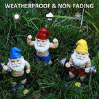 Funny Workout Garden Gnomes Statues 3pcs 6.2 Inches Outdoor Muscular, Barbell and Dumbbell Gnomes Decorations Set Gnome Gifts for Yard Lawn Patio, Indoor Gnome Figurine for Home Tabletop - Image 5