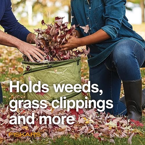 Fiskars Kangaroo Collapsible Garden Bag for Yard Waste, 10 Gallon Reusable Container for Lawn Care and Gardening - Image 2