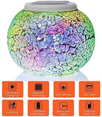 Mosaic Solar Light, Outdoor Table Lamps Waterproof Solar Glass Ball LED Garden Lights Color Changing Solar Table Lantern for Patio,Party,Yard,Outdoor/Indoor Decor Presents(Tricolor Plating) - Image 3