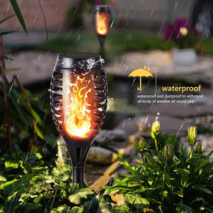Solar Powered Halloween Torch Lights, LED Flame Atmosphere Stake Lights for Garden, Lawn, Yard, Outdoor Decor (4) - Image 3