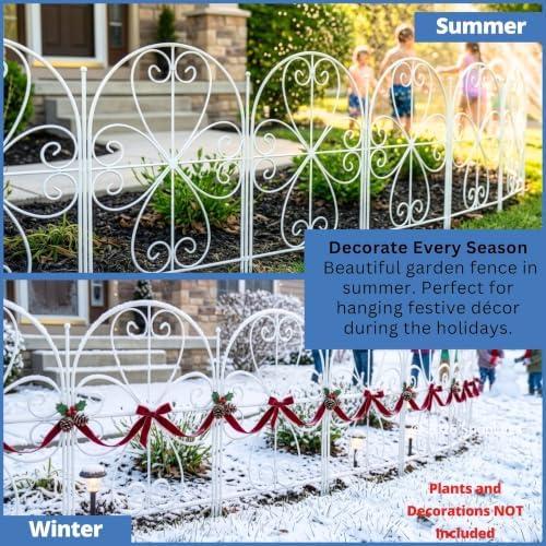ShopLaLa Garden Fence (10 Panels) 12.5inx16.5in White Metal Wire Fencing - Image 4