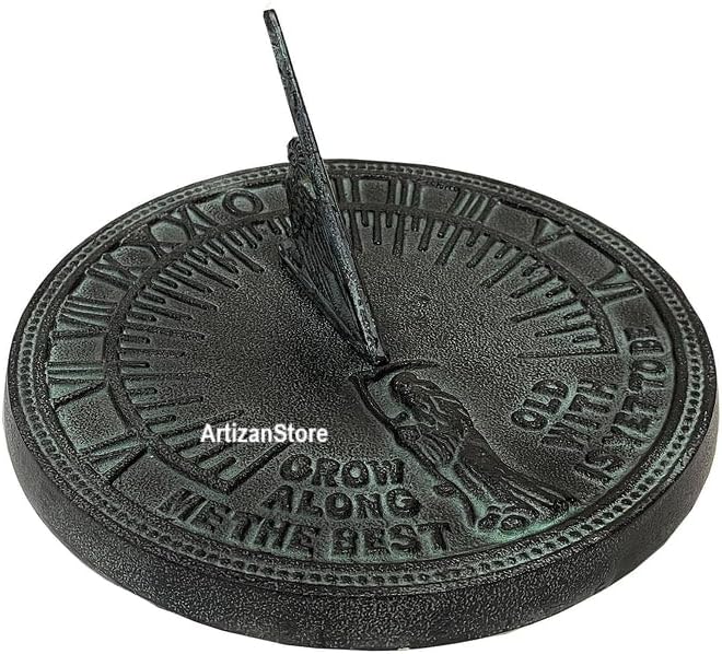 ARTIZANSTORE Cast Iron with Verdigris Finish,Sundial 8" inches Home and Office Decor for Gifts (Father Time Sundial) - Image 3
