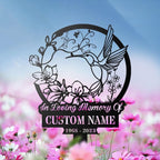 DINOMAN Personalized Memorial Plaques for Outdoors Floral Hummingbird Grave Marker Metal Garden Stakes Hummingbird Mom Dad Memorial Gifts Sympathy Gifts for Loss of Loved One (Floral Hummingbird) - Image 2