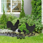 Metal Chicken Family Garden Stake Decorative, Rooster, Hen, and Chicks Design Silhouette Statues for Yard Art, Outside, Patio, Outdoor Decor, Garden Decorations, Lawn Ornaments - 24" Black - Image 4