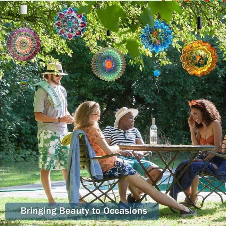 3D Kinetic Wind Spinner 12 Inch Mandala Hanging Metal Wind Spinner for Yard Patio Garden Outdoor Decor(Mandala Butterfly) - Image 4