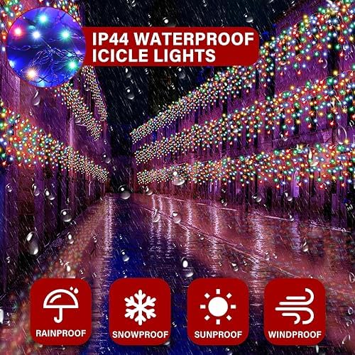 Retisee 65ft Colorful Solar Icicle Christmas Light for Outdoor Decoration - Image 3