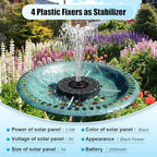 Solar Fountain Work On Cloudy Day,Solar Water Bird Bath Fountain with Faster Conversion Glass Solar Panel and Power Indicator,Built-in 2000mAh Battery,Outdoor Garden Decor(Black Panel) - Image 4
