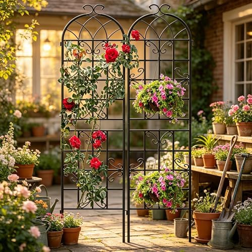 4-Pack 87" x 20" Butterfly Arch Black Metal Garden Trellises - Image 4