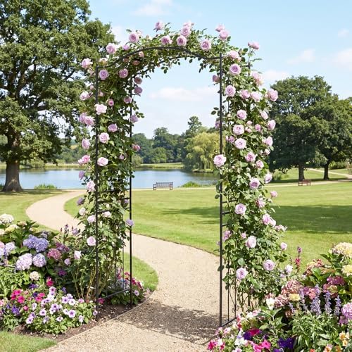 Giantex Metal Garden Arbor, 7.5 FT Arch Trellis with Ground Stakes - Image 2