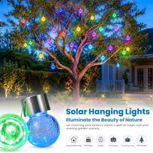 SOLPEX Solar Hanging Lanterns Solar Christmas Lights Outdoor Ornaments 16 Pc - Image 2