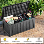 150 Gallon Waterproof Outdoor Storage Box, UV Resistant Resin Deck Box with Hydraulic Rod for Reinforced Stability, Perfect for Patio, Garden, and Pool, Striped Black - Image 5
