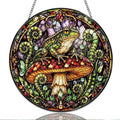 9.84 Inch Stained Glass Window Hanging Frog On Mushroom Sun Catchers Whimsical Nature Forest Animal Glass Art Suncatchers for Home Porch Garden Indoor & Outdoor Decor by Unknown