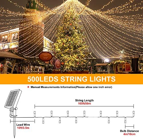 Solar String Lights Outdoor Waterproof,500 LED 165FT with Remote - Image 4