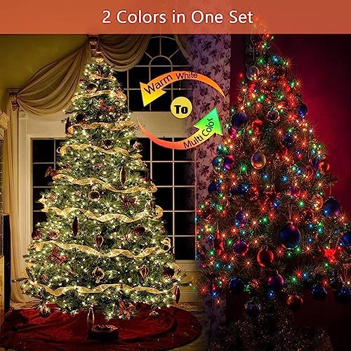 Solar Christmas lights Outdoor 2 Pack 480 LED Warm White to Multicolor - Image 2