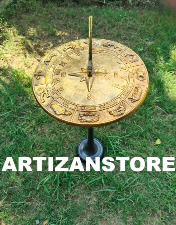 Brass Garden Sundial Zodiac Classic Garden Sundial Design Sold Polished Brass, 10-Inch Diameter - Image 6