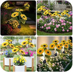 Solar Garden Lights 4 Pack, LED Sunflower Waterproof Auto On/Off - Image 4