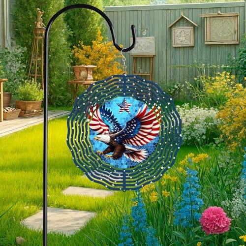 Patriotic Eagle American Bald Eagle Wind Spinner TQN3943WS, 12 inches - 3D Hanging Wind Spinners Outdoor, Yard, Garden Decor - Image 3