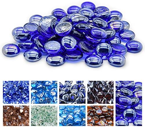 GasSaf 3/4 Inch Cobalt Blue Fire Glass Beads for Fire Pit, 10 Pound by GasSaf
