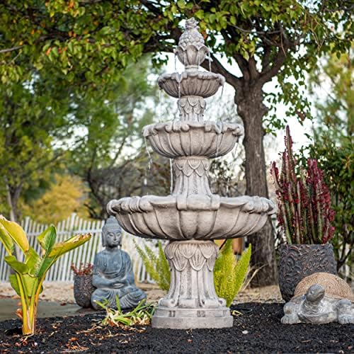 XBrand Large Outdoor Electric Bird Bath Fountain 58.3", 3-Tier Garden Water Fountain with Pump, Classic Leaf Design, Resin Floor Fountain for Yard, Lawn, Patio & Porch - Image 5