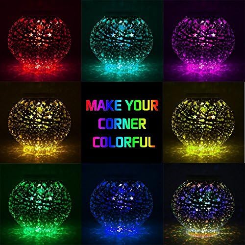 Mosaic Glass Solar Table Light, Waterproof Color Changing Mood Night Lights Solar Outdoor Table Lamp for Bedroom Party Garden Patio Yard Decoration Lighting (3D Stars) - Image 5