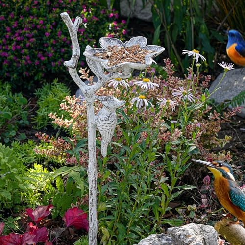 Sungmor Cast Iron Bird Feeder, Decorative Garden Stake, 27.5 Inches Tall - Image 4