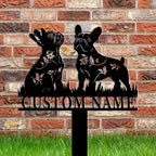 Custom French Bulldog Garden Plaque，Personalized Iron Metal Yard Sign with Name, Insert Stake for Lawn Patio Decor,Gifts for Women/Men/Dog Lovers - Image 3