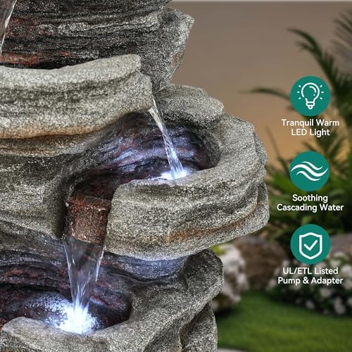 Extra-Large Rock Outdoor Water Fountain with Pump & Light Separate Control - Image 4