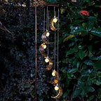 Tryme Solar Moon Wind Chimes Outdoor Solar Lights Windchimes Waterproof Hanging Decorations Gifts for Garden Patio Birthday Thanksgiving Home Party - Image 5