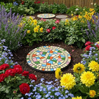 Outdoor Circular Mosaic Anti Slip Stepping Stones, Beige 12“ - Image 2