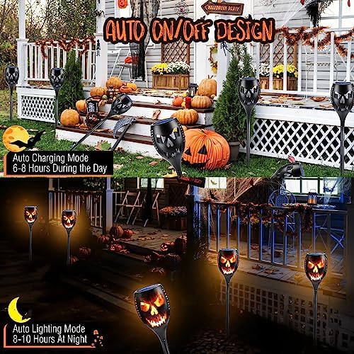 Toodour Solar Halloween Lights Outdoor, 4 Packs Solar Torch Light - Image 2