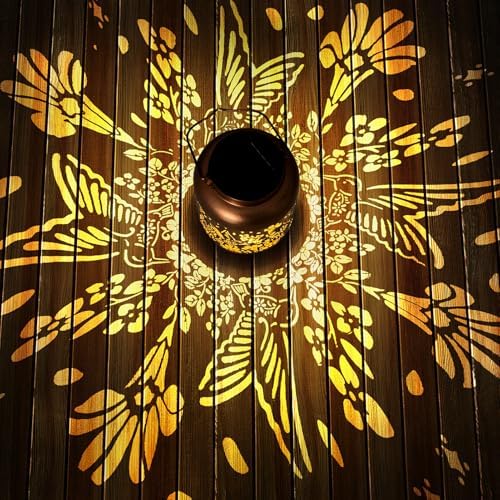 Gold Solar Wind Chimes Hummingbird Solar Lantern, Gifts for Mom Grandma Gardening Gift for Women - Image 3
