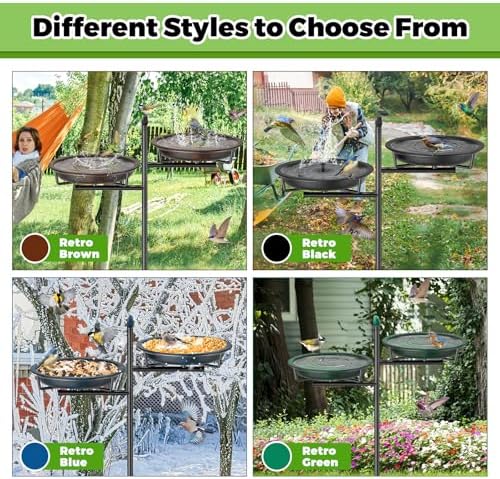 46 Inch Metal Bird Bath for Outside, Vintage Freestanding Birdbaths Feeder Bowl, Stable & Easy to Clean Birdfeeder for Outdoors Garden Yard Lawn Decor (Black) - Image 6