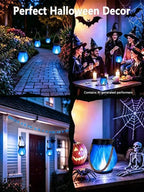 4 Pack Solar Lanterns Outdoor Waterproof Blue Solar Halloween Flame Lights - Image 7
