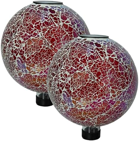 Sunnydaze Solar Gazing Ball for Garden, Pearl Pink, Set of 2 by SunnydazeDecor