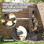 Grepatio Outdoor 6-Tiers Water Fountain, Cascading Water Fountain with 5 LED Lights, 39"H Large Waterfall Fountains, Outside Modern Water Feature for Garden, Yard, Deck Decor Like Natural Stone, Grey - Image 5