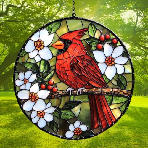 Red Cardinal and Daisy Acrylic Suncatcher - Image 3