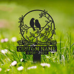 DINOMAN Personalized Memorial Plaques for Outdoors Electric Guitar Grave Marker Metal Garden Stakes Electric Guitar Player Memorial Gifts Sympathy Gifts for Loss of Loved One (Hummingbird Couple) - Image 4