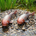 Set of 2 Antique Koi Statue - Resin Real Fish Garden Sculpture, Elegant Live Fish Pond Decor for Patio, Backyard,Unique Outdoor Ornaments - Image 5