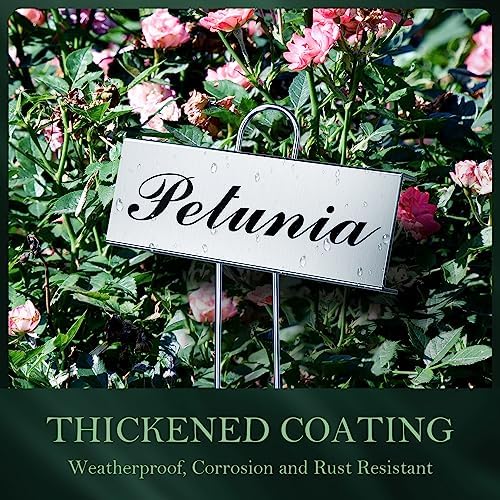 50 Pack Metal Plant Labels for Outdoor Garden Waterproof Plant Markers, Labels Garden Markers for Seedlings Herbs Vegetable Greenhouse Gifts, with Pen - Image 2