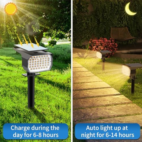 Tadyreal Solar Spot Lights Outdoor 6 Pack, [46 LED/3 Modes] Solar Landscape Spotlights Waterproof, 2-in-1 Auto On/Off Solar Powered Lights for Outside Yard Garden Wall Pathway(Warm White) - Image 3