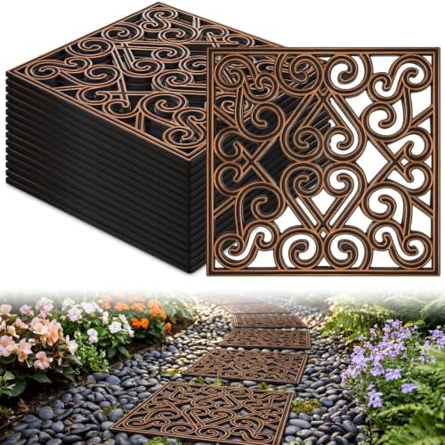 Pangda 8 Pcs Rubber Stepping Stones Garden Path Pavers 15x15 Inch, Copper by Pangda