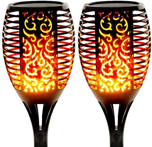 Walensee Solar Lights Outdoor Upgraded 43"(2 PACK) 96 LED Waterproof Flickering Flames Torch Lights Outdoor Solar Spotlights Landscape Decoration Lighting Dusk to Dawn Auto On/Off Security Torch Light by Walensee